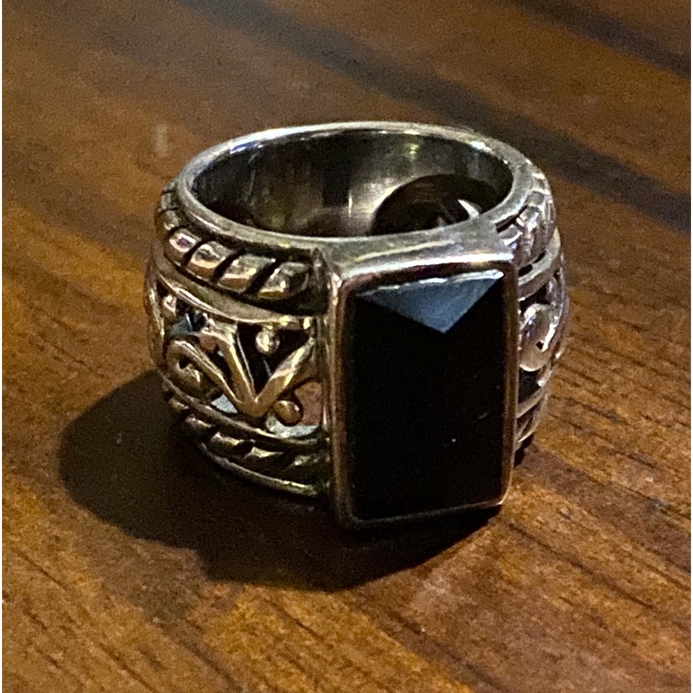Black onyx sterling silver ring